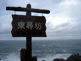 荒れ狂う冬の日本海と東尋坊